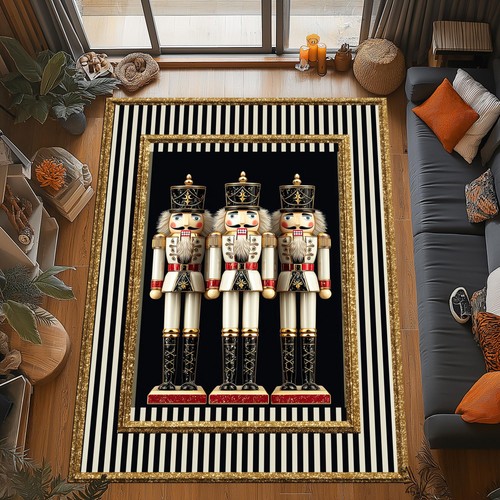 Christmas nutcracker rug gold - rug,