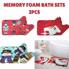 2 Pc Christmas Bath Mat Set