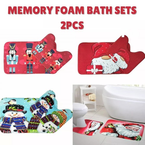 Christmas bath mat set - christmas,