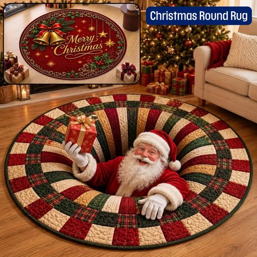 Christmas village round rug - 3d,