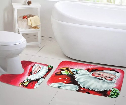 2pc christmas bath mat - christmas,